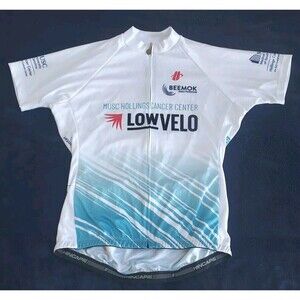 NWOT Ladies Hincapie SS Zip White W/Ads Bicycling Top W/3 Rear Pockets Size M